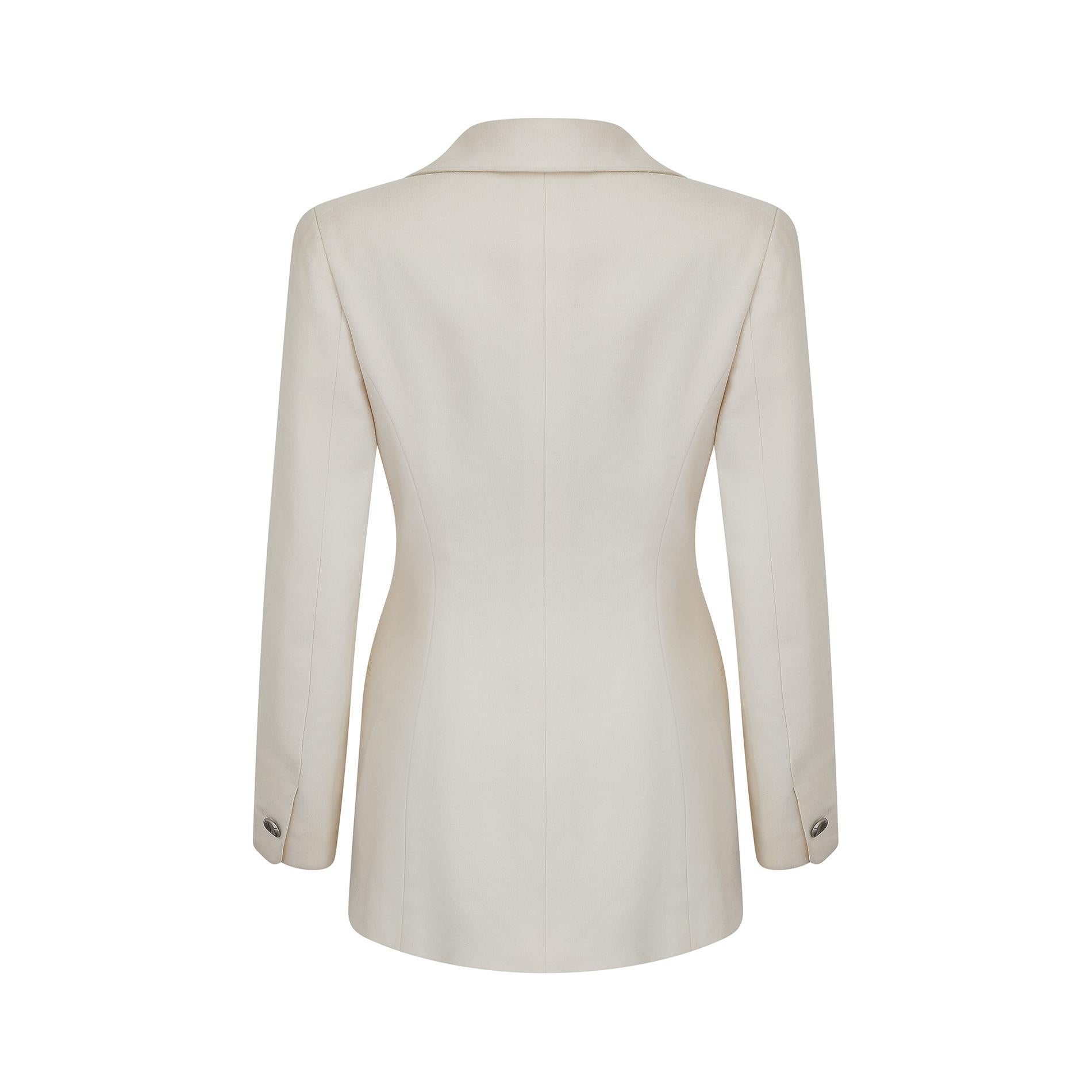 1998 Chanel Cream Wool Blazer Jacket In New Condition In London, GB