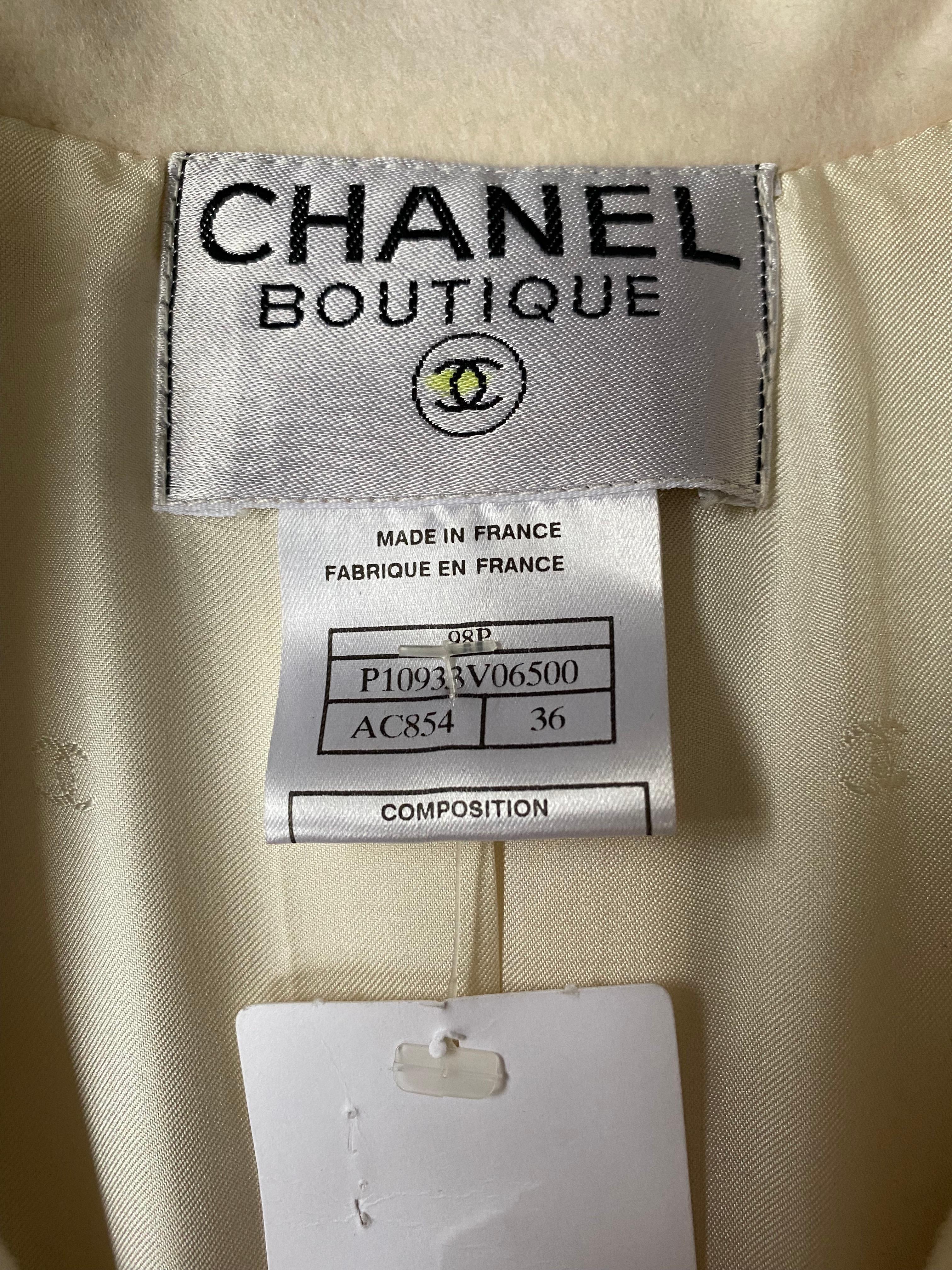 1998 Chanel Cream Wool Blazer Jacket 1