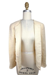 1998 Chanel Ivory Bouclé Tweed Fringe Jacket with CC Buttons FR 36