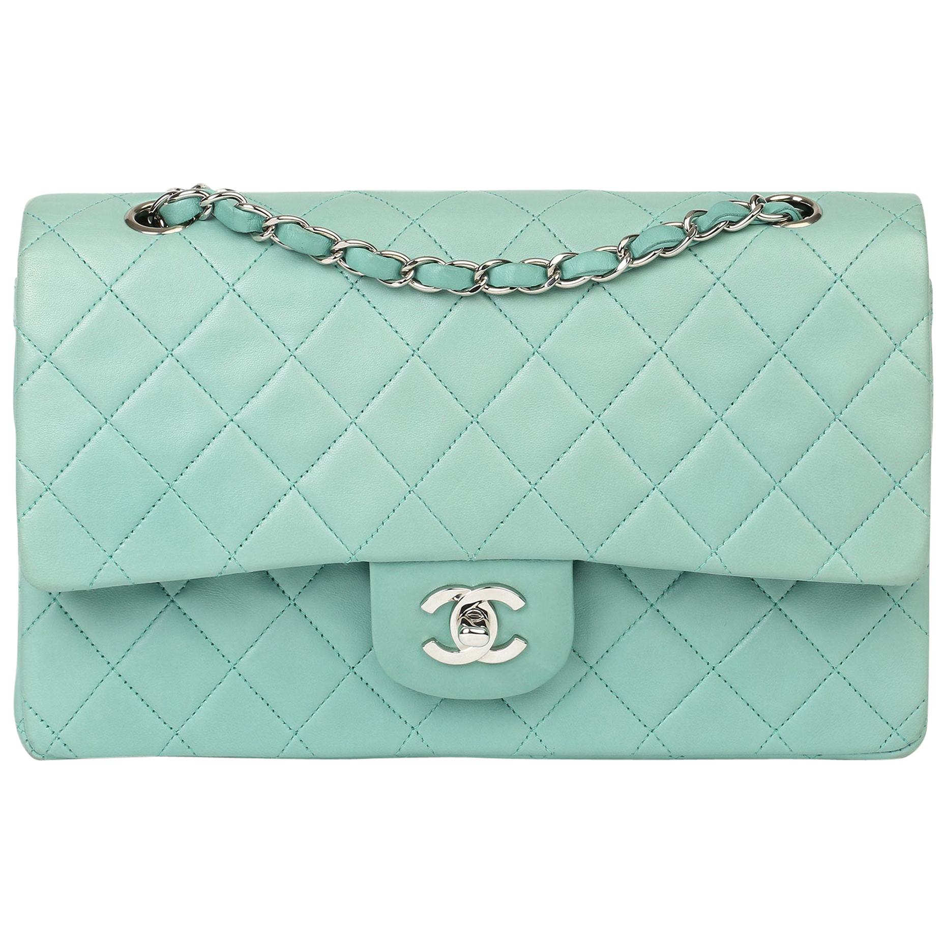 1998 Chanel Light Blue Quilted Lambskin Medium Classic Double