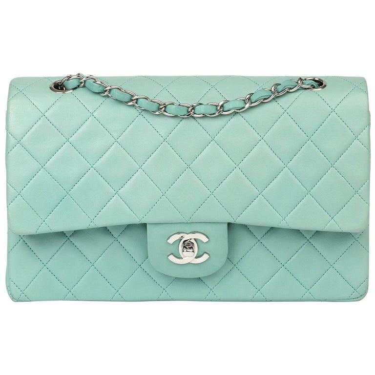 1998 Chanel Light Blue Quilted Lambskin Medium Classic Double Flap Bag