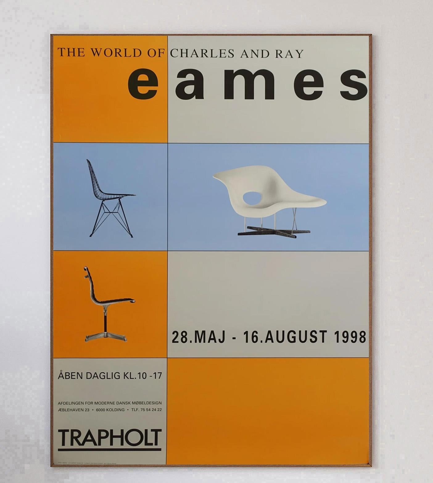 In 1998, the iconic Trapholt Museum for Modern Art and Design in Denmark ran the exhibition “The World of Charles & Ray Eames,” a major retrospective that celebrated the duo’s groundbreaking design legacy through iconic furniture, films, and