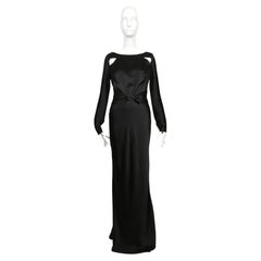 1998 CHLOE by Stella McCartney black bias cut dress with draped back & cutouts