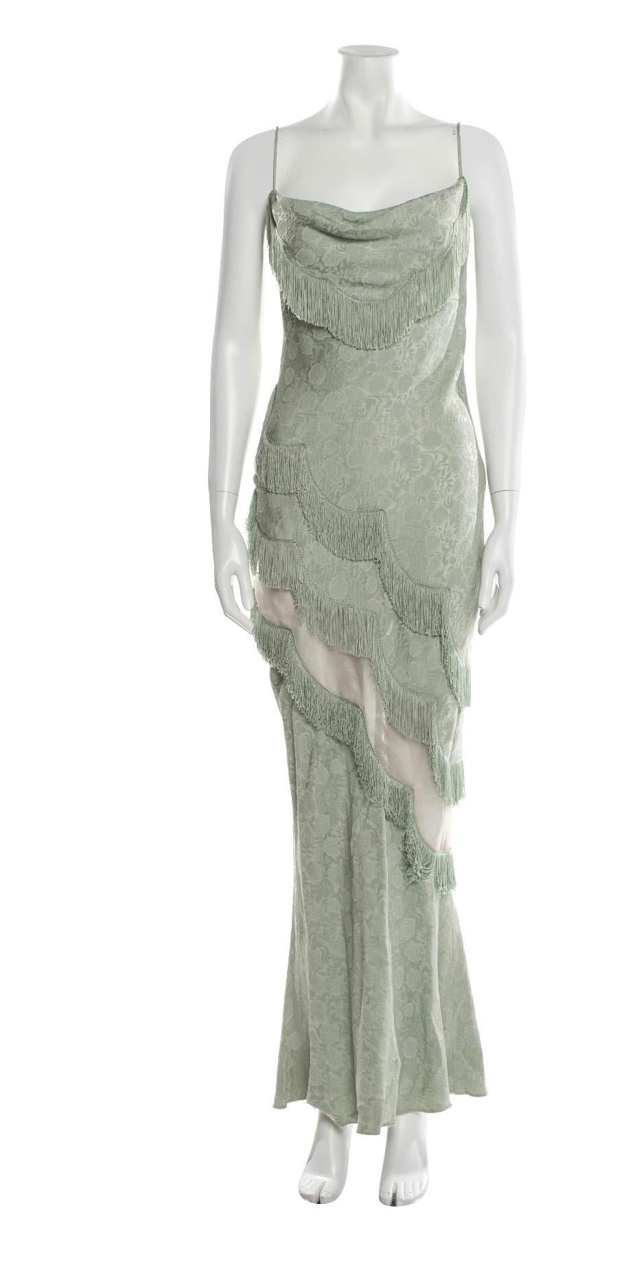 1998 Christian Dior green fringe gown with sheer panel

Condition: Excellent
size M/ US8 / FR40
34
