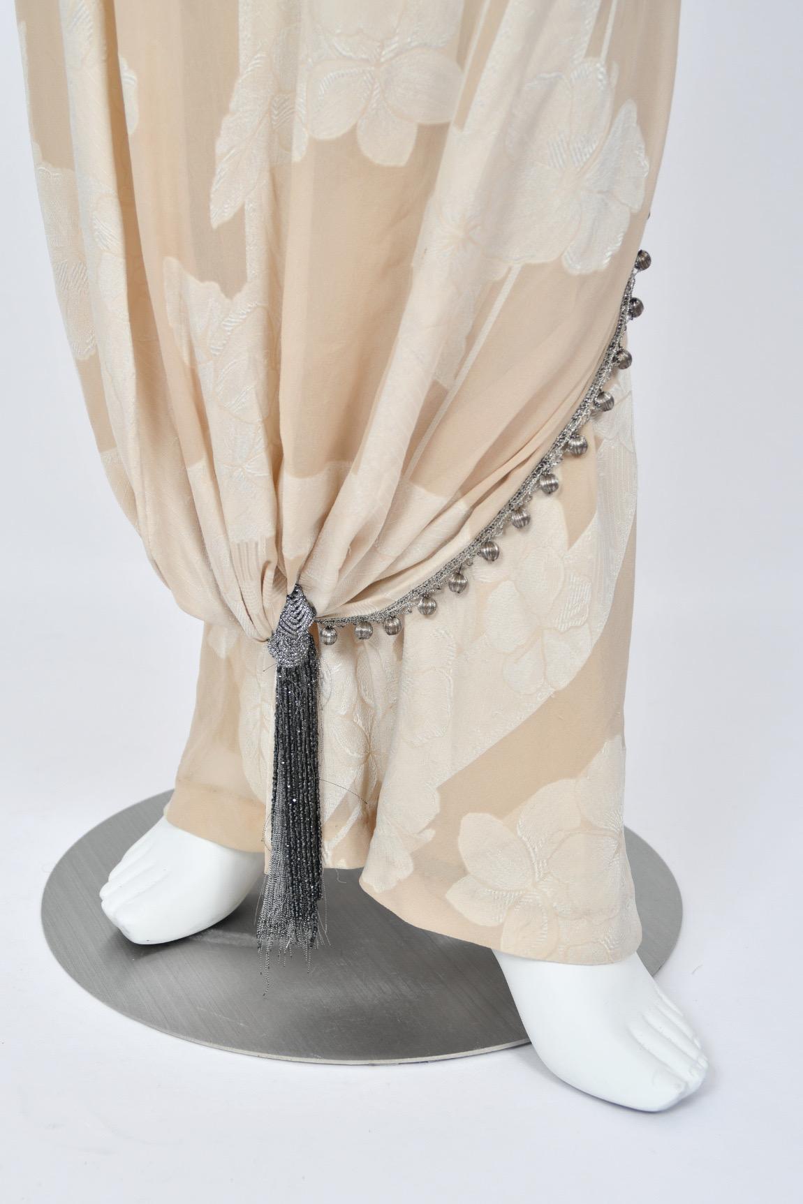 1998 Christian Dior by John Galliano Ivory Silk Beaded Tassels Grecian Gown 7