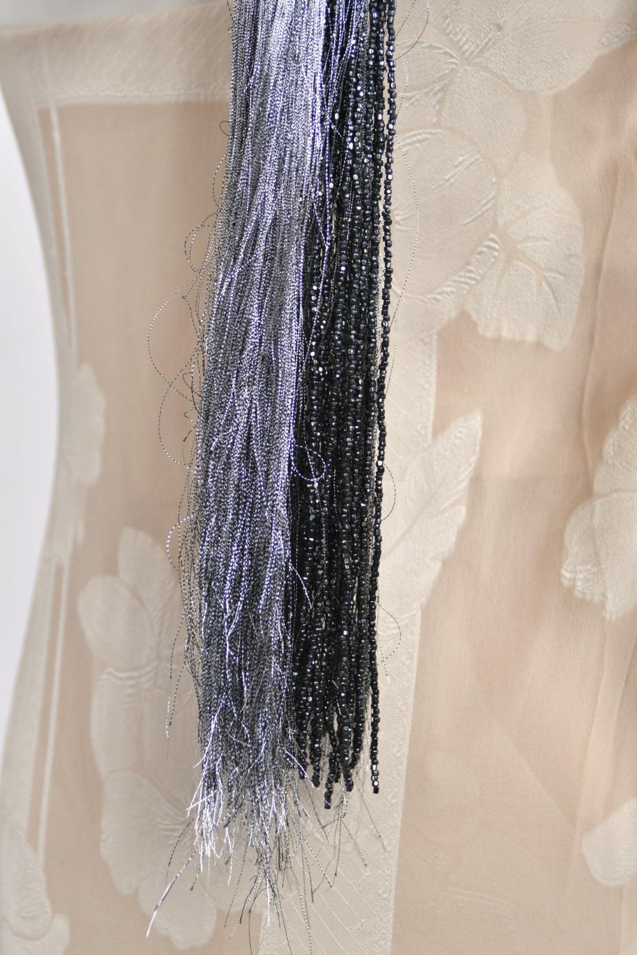 1998 Christian Dior by John Galliano Ivory Silk Beaded Tassels Grecian Gown 10