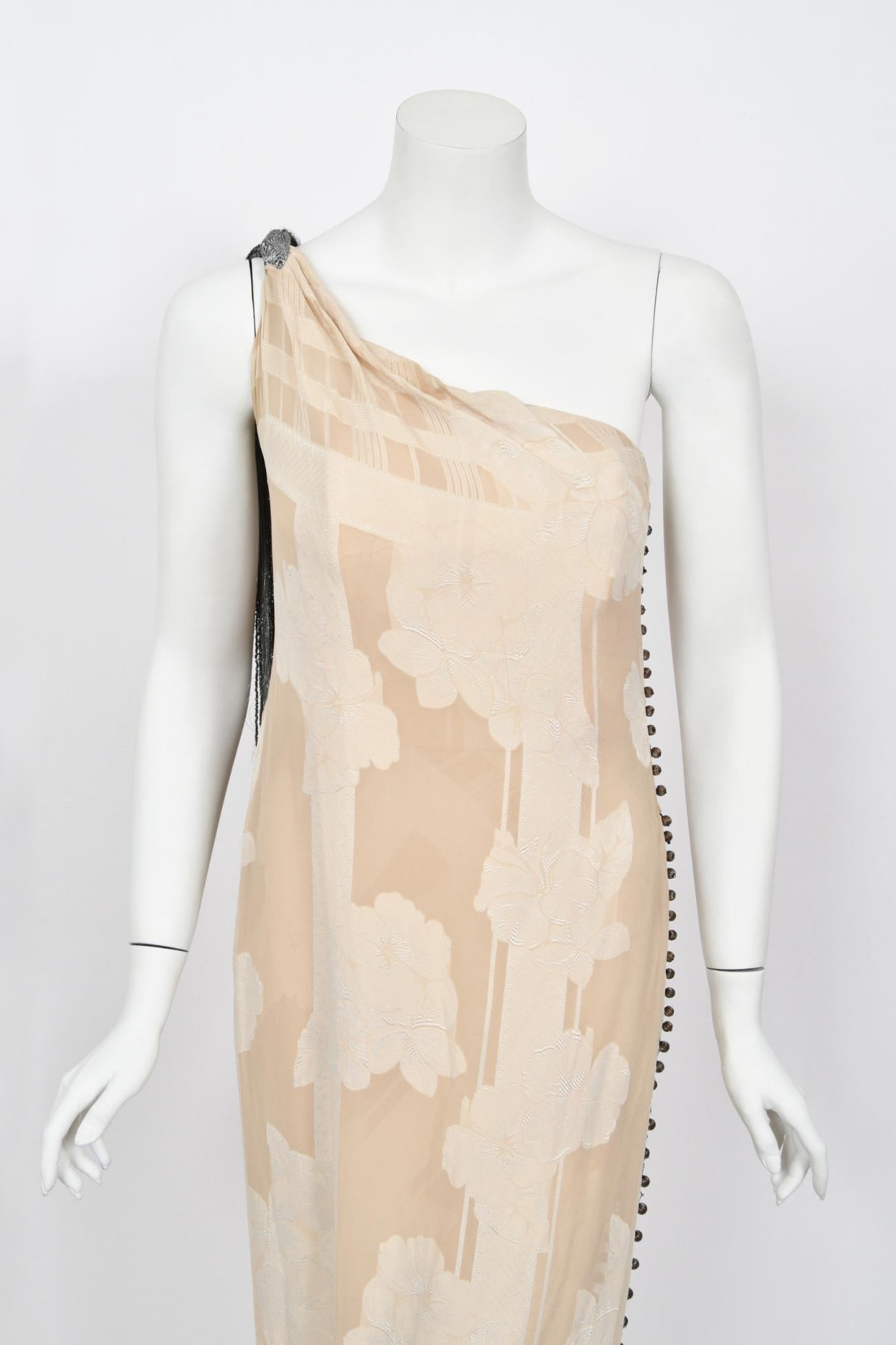 1998 Christian Dior by John Galliano Ivory Silk Beaded Tassels Grecian Gown 2