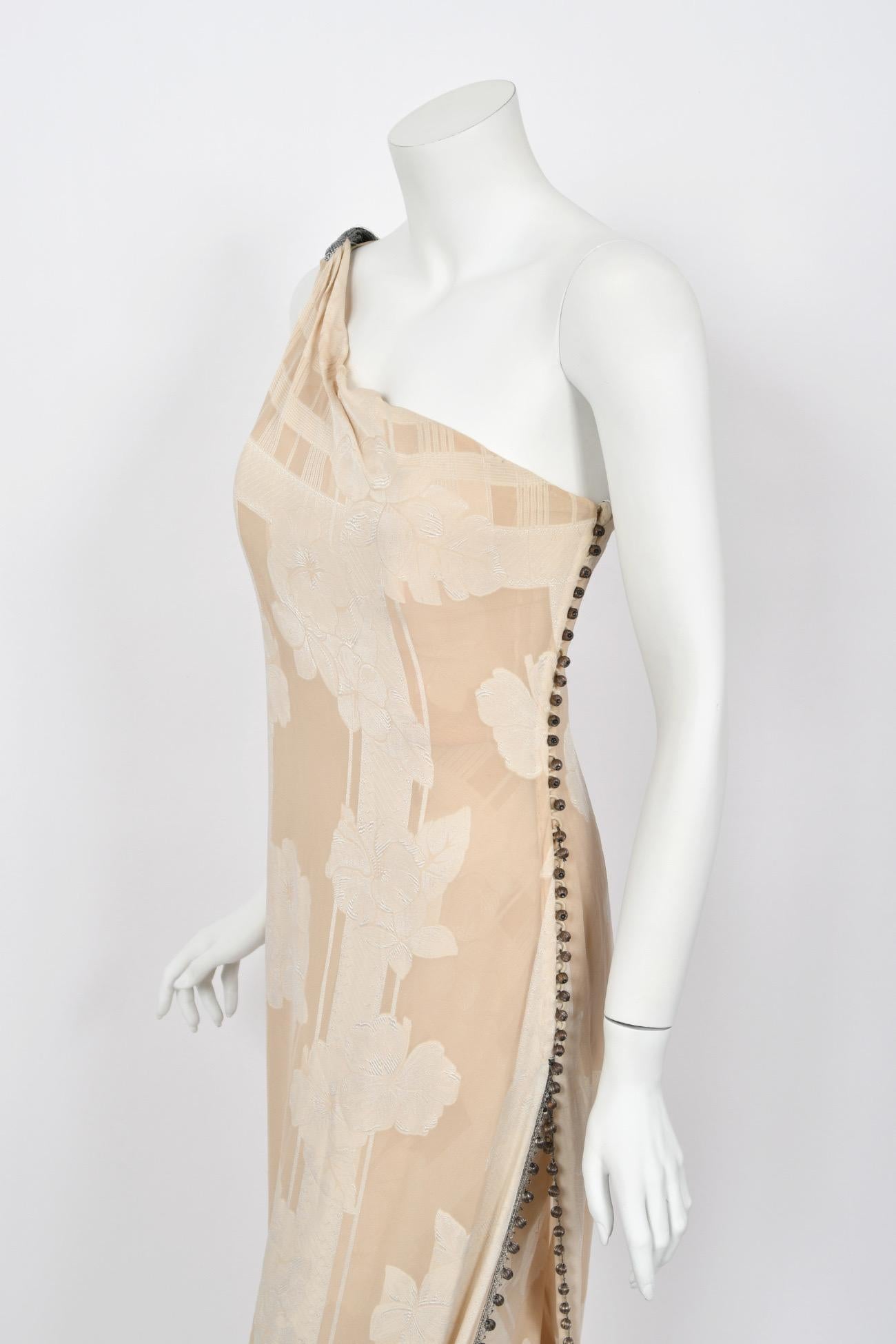 1998 Christian Dior by John Galliano Ivory Silk Beaded Tassels Grecian Gown 4