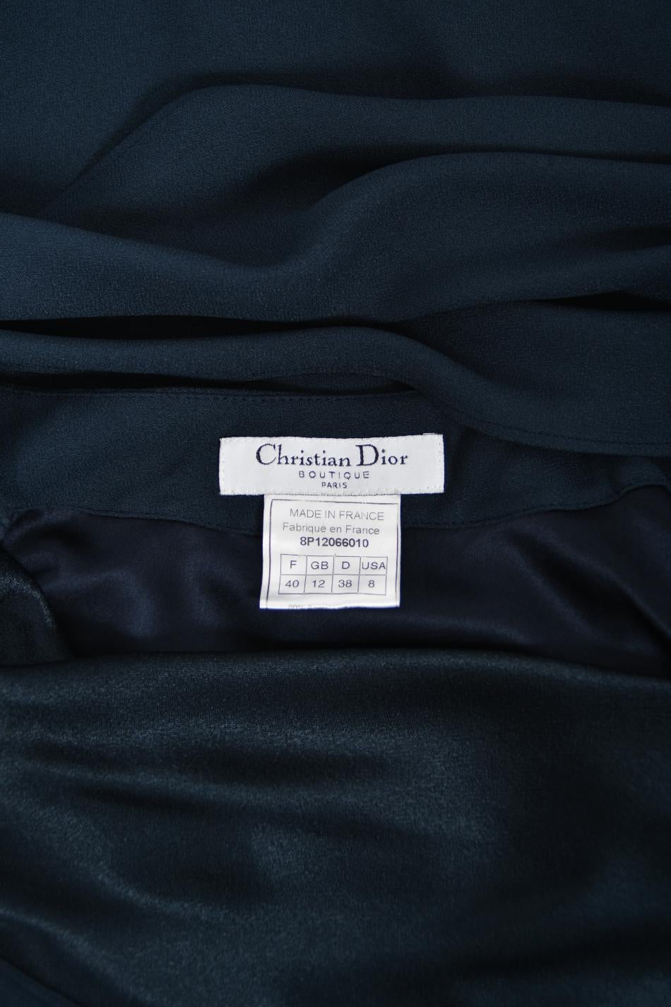 1998 Christian Dior by John Galliano Navy Blue Silk Draped Bias-Cut Evening Gown 9