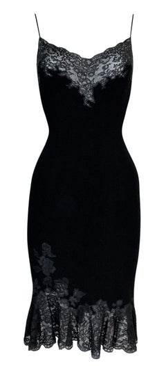 F/W 1998 Christian Dior John Galliano Sheer Black Lace Chest Mermaid Dress