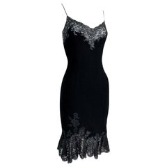 F/W 1998 Christian Dior John Galliano Sheer Black Lace Chest Mermaid Dress
