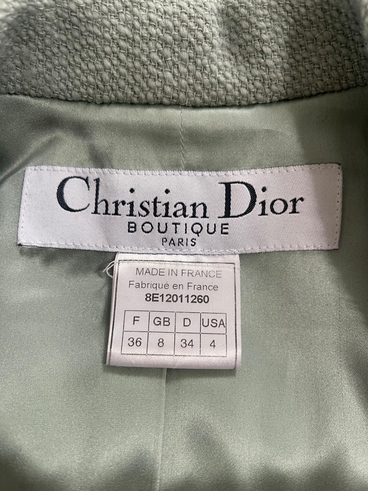 1998 Christian Dior Laufsteg Dokumentiert Seegrüne Verlängerte Jacke Damen im Angebot