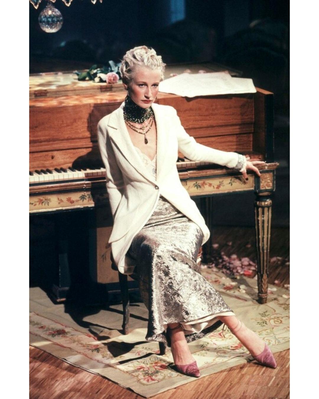1998 Christian Dior Laufsteg Dokumentiert Seegrüne Verlängerte Jacke im Angebot 4