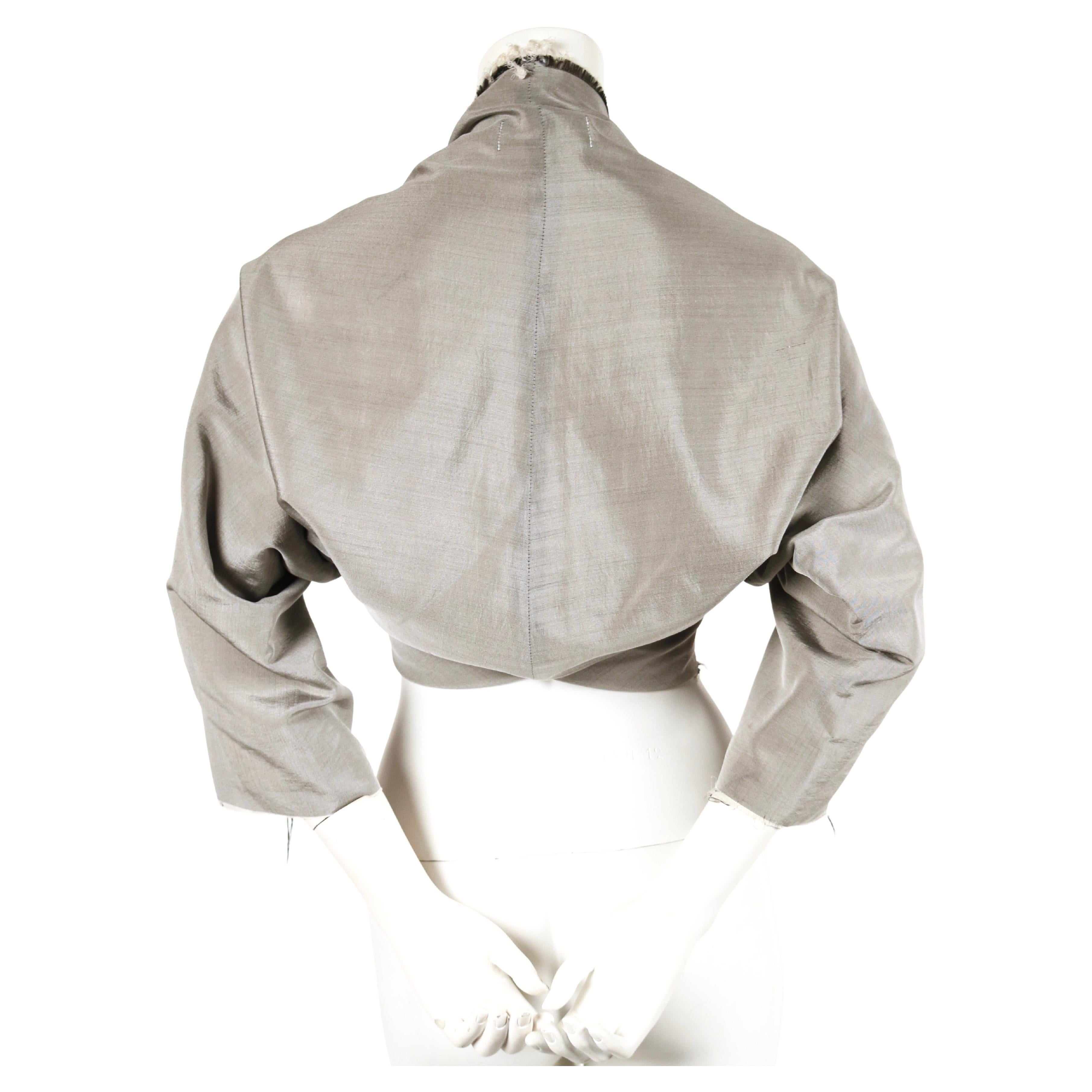 Gray 1998 COMME DES GARCONS iridescent grey shrug with raw edges