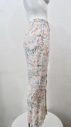 Chanel 1998 Cruise Camellia Flower Novelty Print Button Up Maxi Skirt