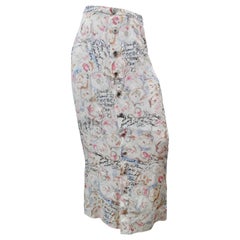 Vintage Chanel 1998 Cruise Camellia Flower Novelty Print Button Up Maxi Skirt