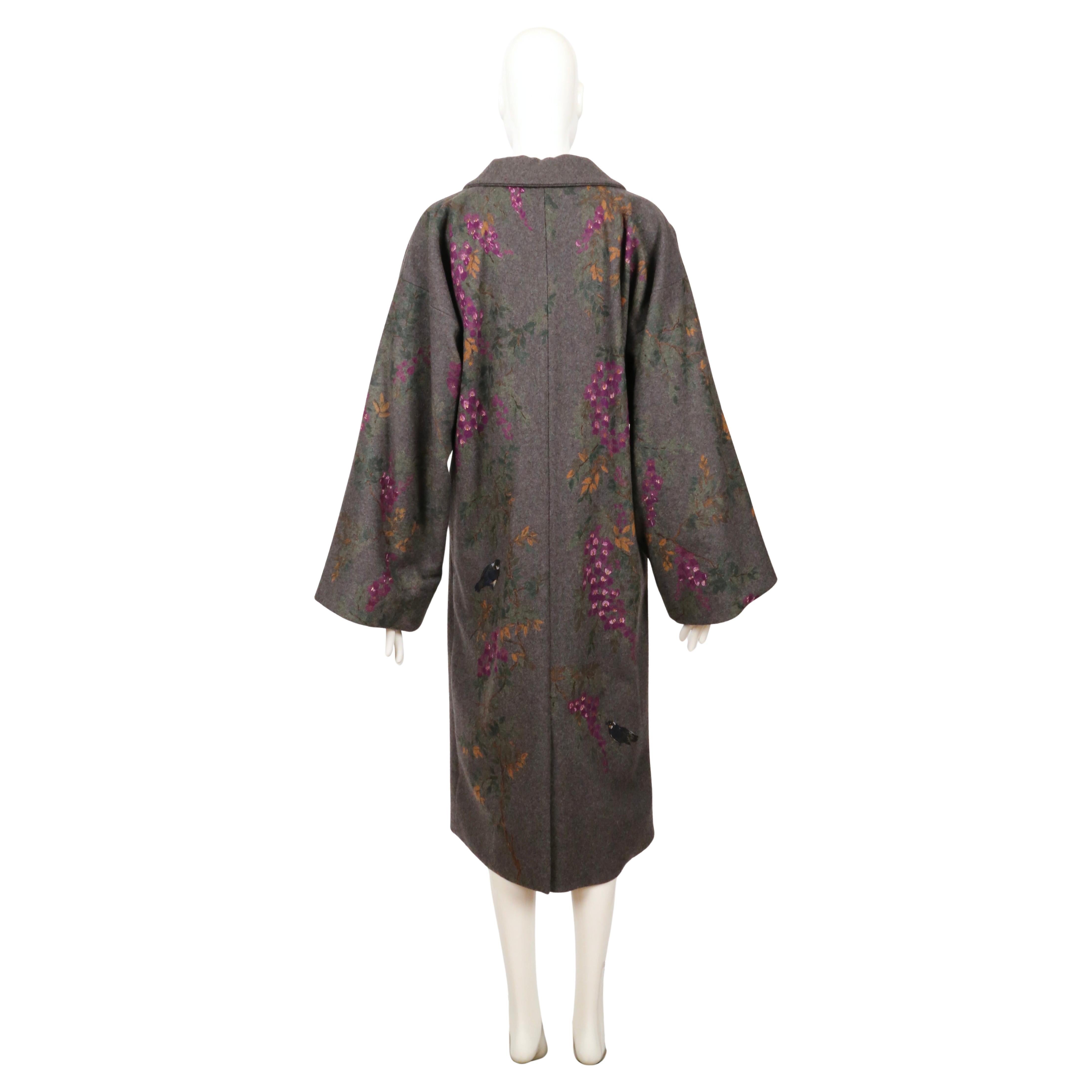 1998 DOLCE & GABBANA hand painted Kimono coat in grey wool For Sale 7