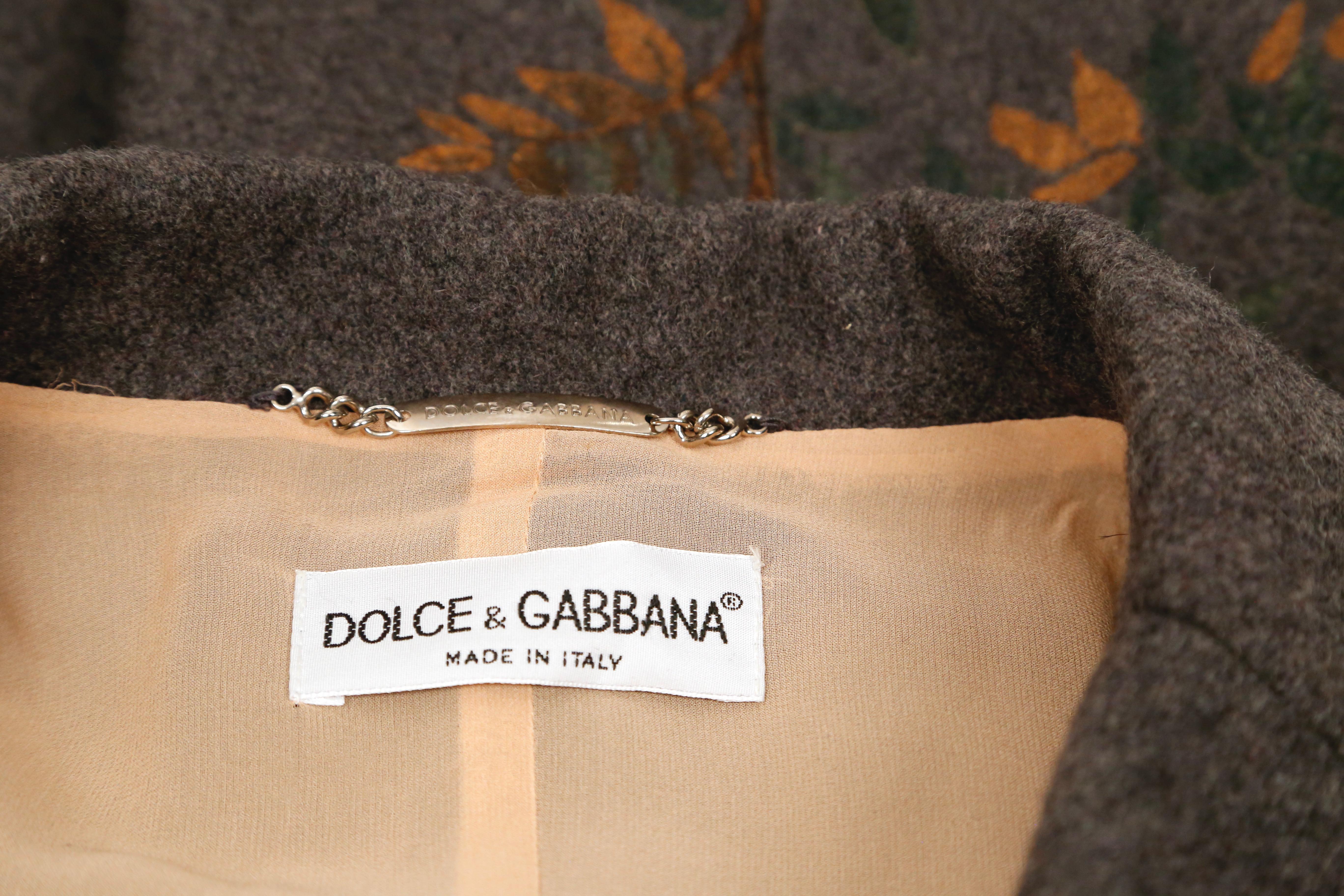 1998 DOLCE & GABBANA hand painted Kimono coat in grey wool For Sale 8