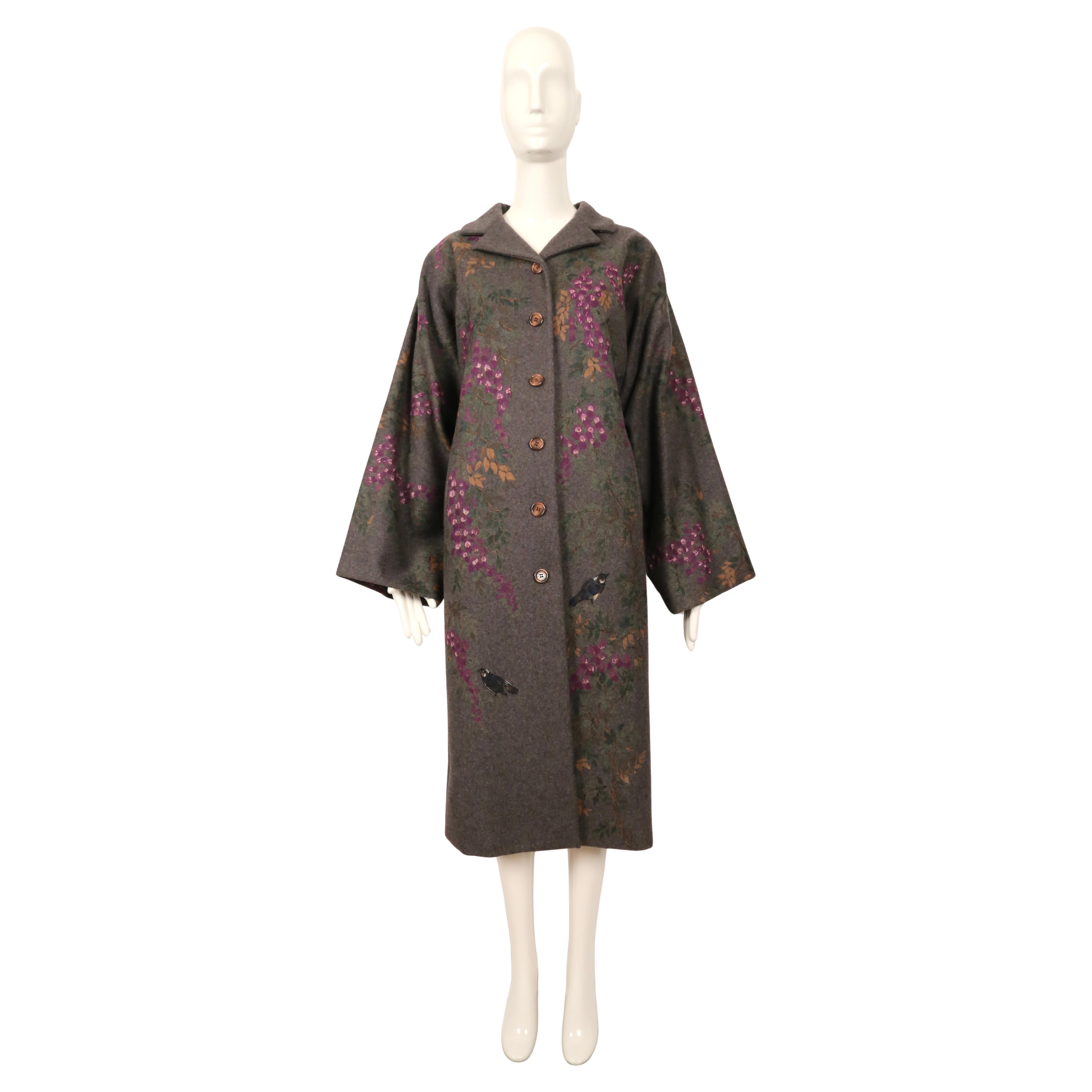 1998 DOLCE & GABBANA hand painted Kimono coat in grey wool For Sale