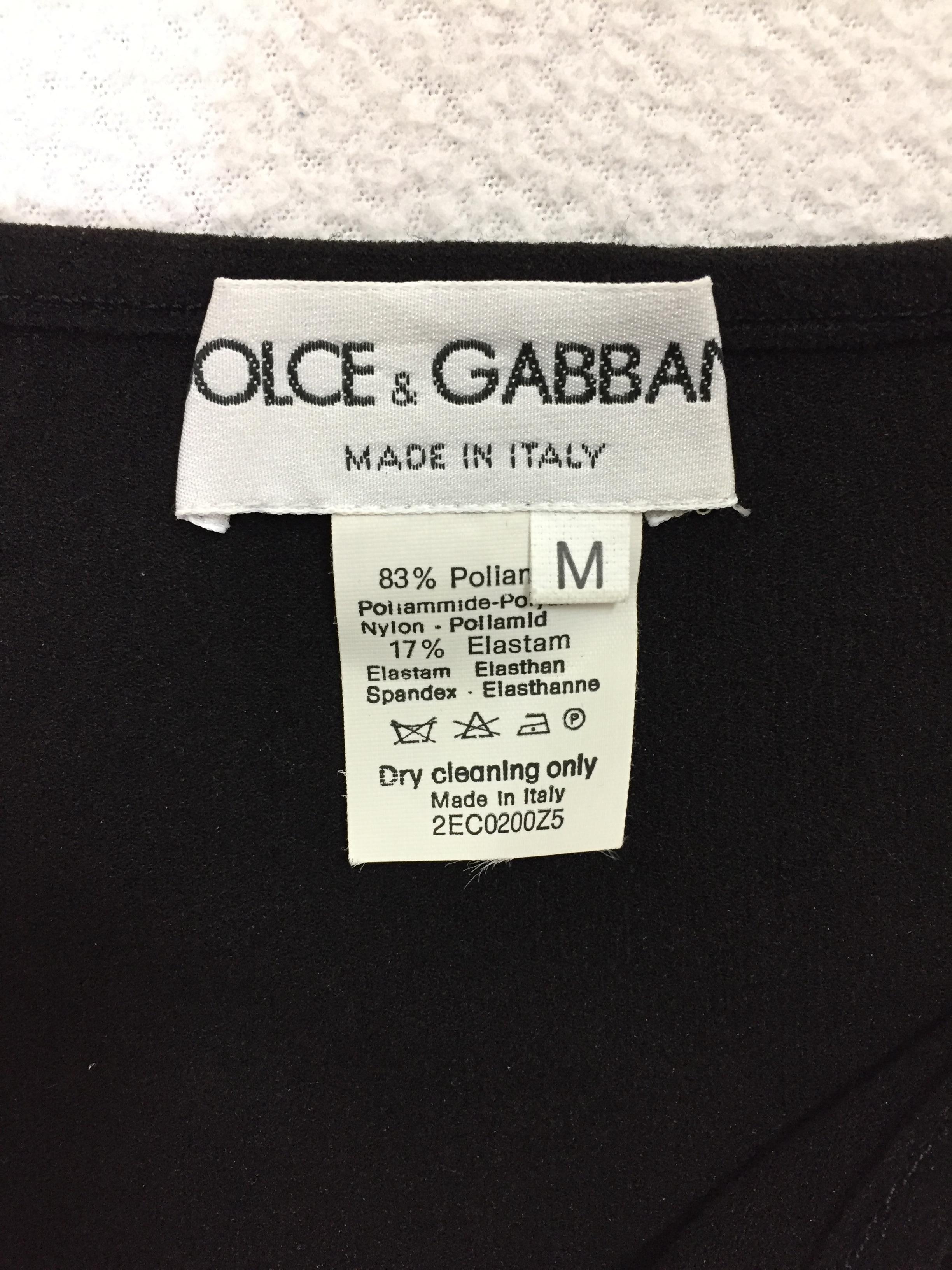 1998 Dolce & Gabbana Nylon Bodystocking Long Black Bodycon Dress M In Good Condition In Yukon, OK
