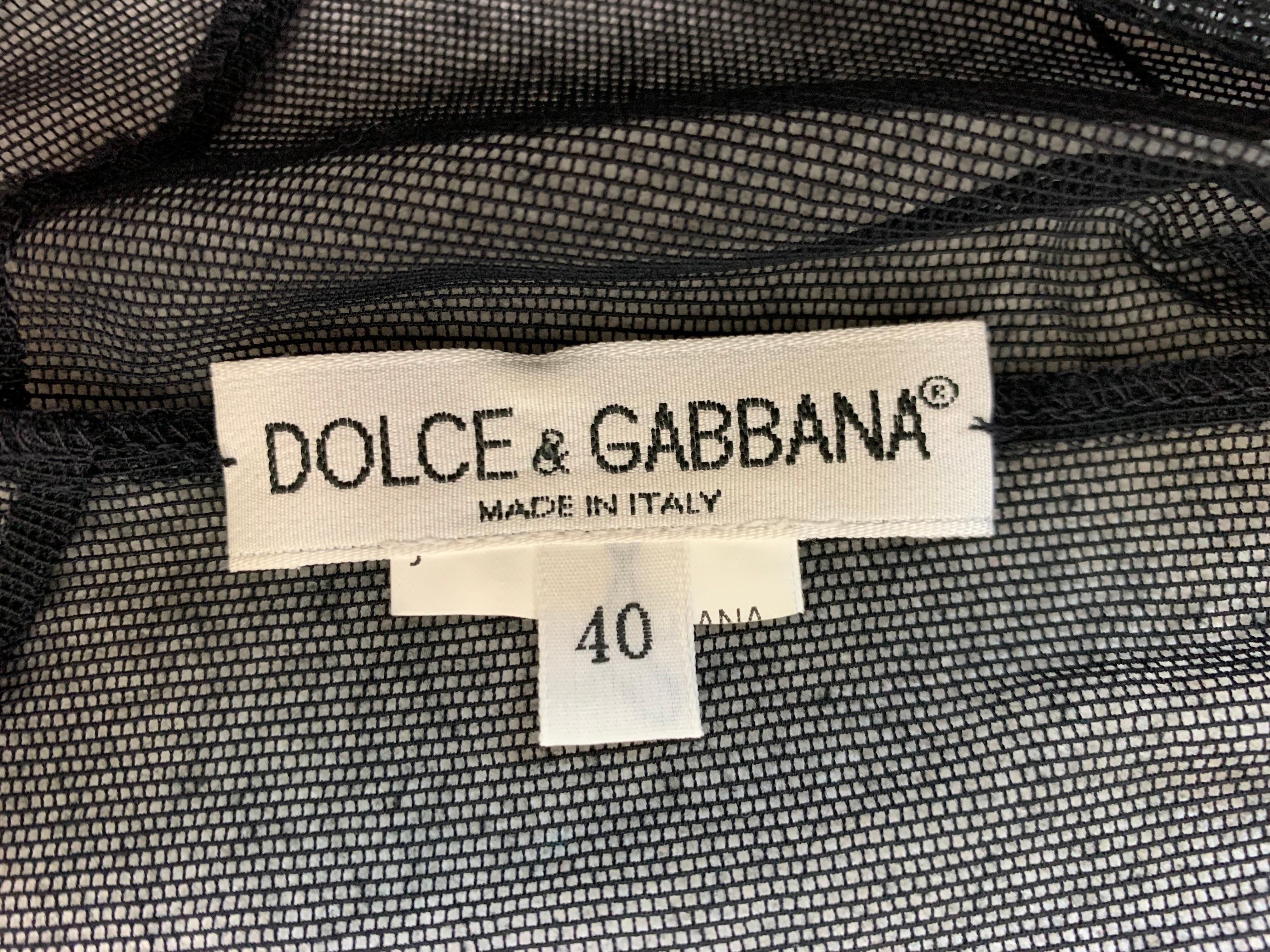 1998 Dolce & Gabbana Sheer Black Fishnet Mesh Wiggle Dress & Bra Set In Good Condition In Yukon, OK