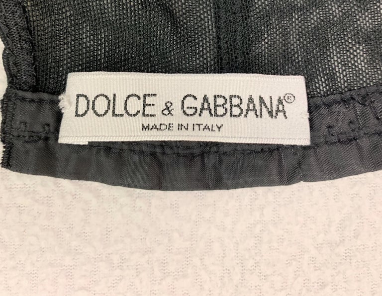 1998 Dolce and Gabbana Sheer Black Mesh Bustier Bodysuit 38 at 1stDibs