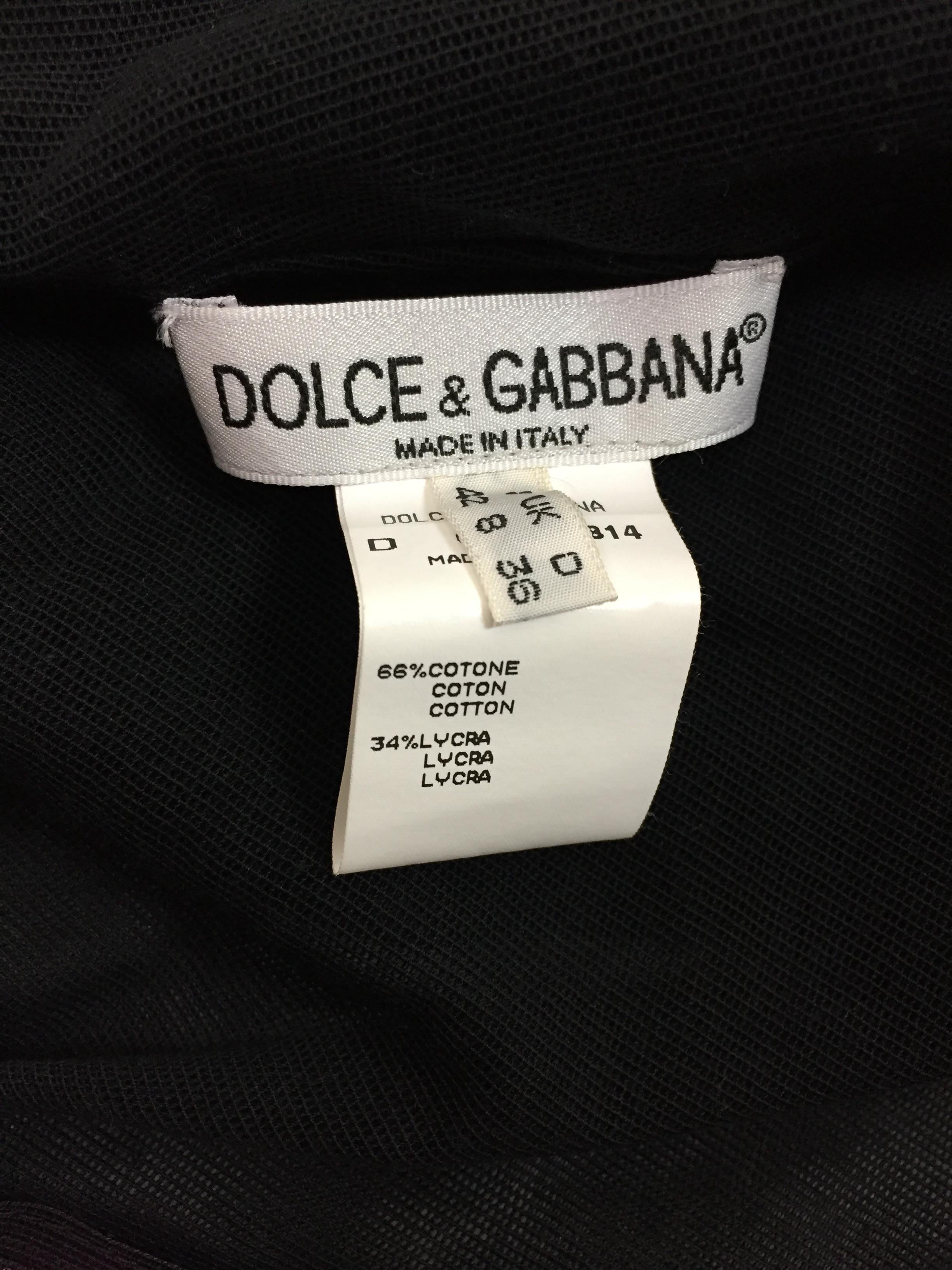 1998 Dolce & Gabbana Sheer Black Mesh Madonna Verschönert L/S Tunika-Top im Zustand „Gut“ in Yukon, OK