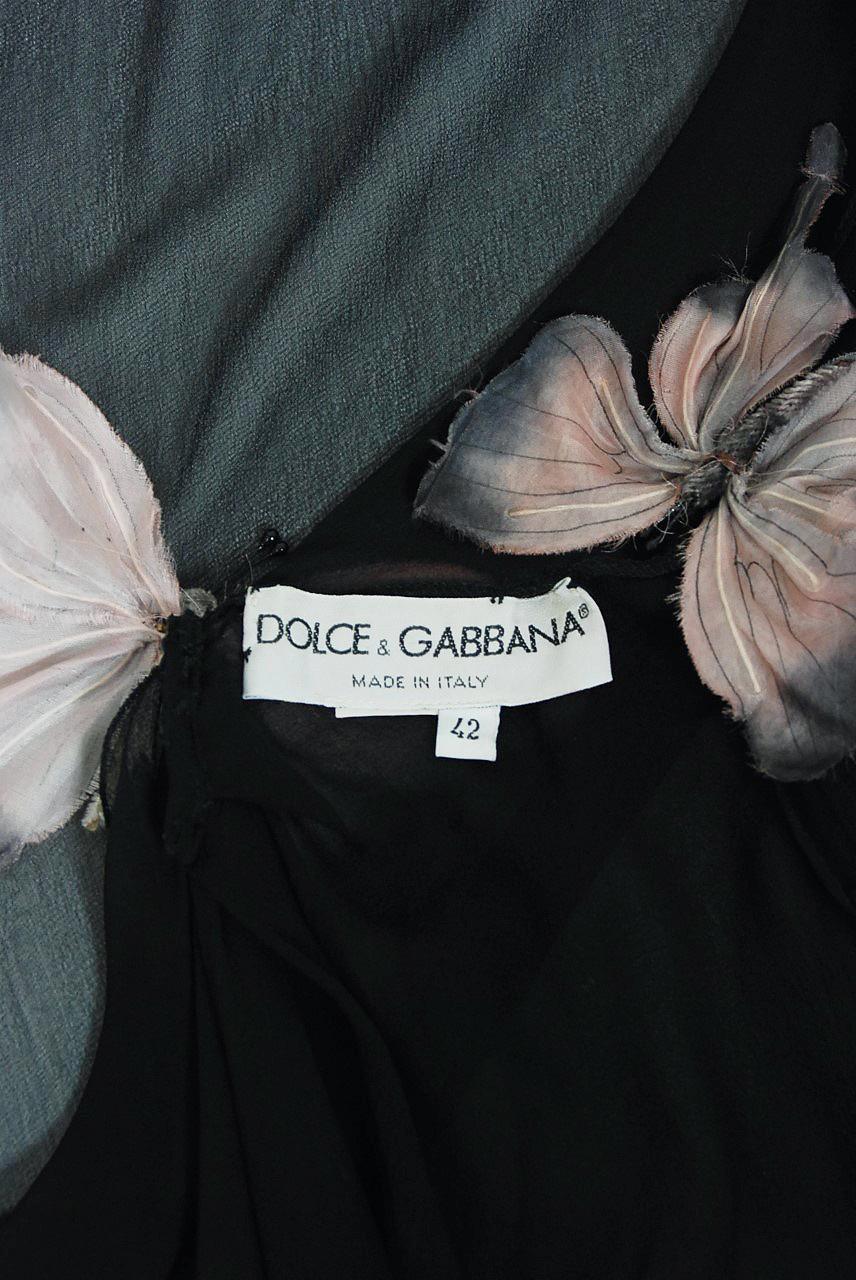 1998 Dolce & Gabbana Stromboli Collection Butterfly Chiffon Backless Sheer Dress 3