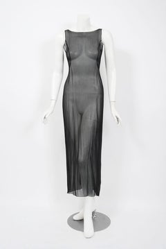 1998 Dolce & Gabbana Stromboli Collection Butterfly Chiffon Backless Sheer Dress