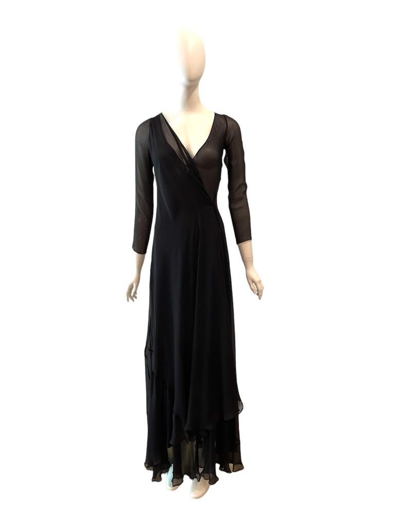 Women's 1998 F/W GUCCI by Tom Ford Sheer Black Wrap Gown For Sale