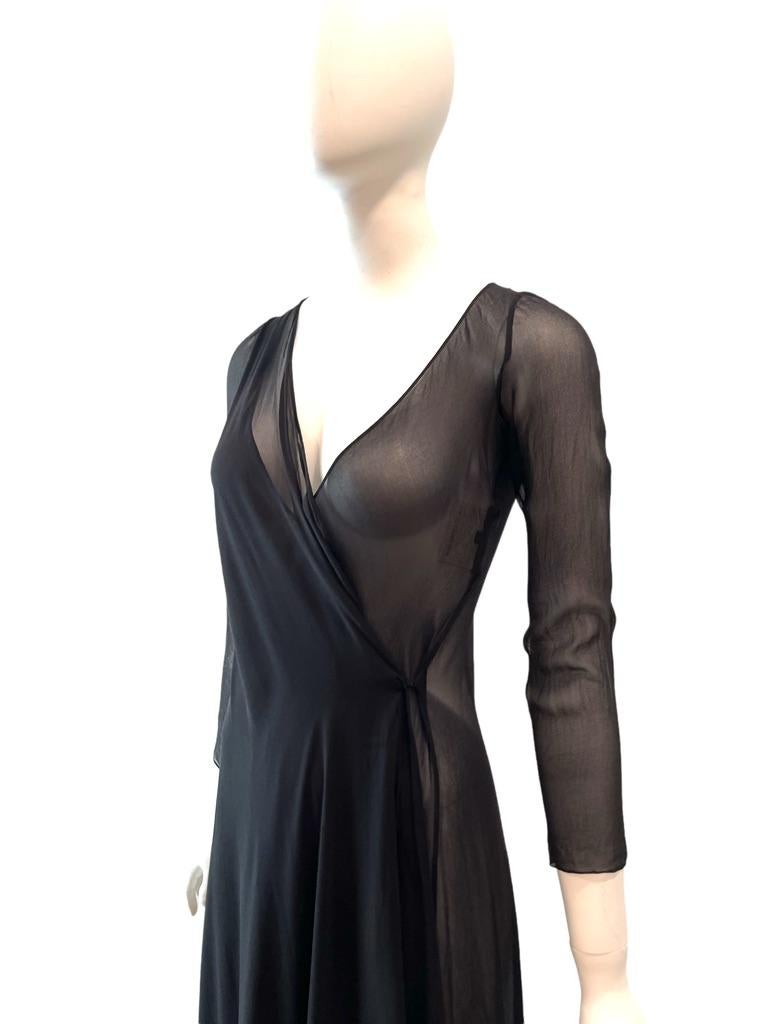 1998 F/W GUCCI by Tom Ford Sheer Black Wrap Gown For Sale 1