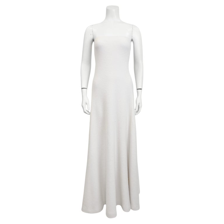 1998 Fall/Winter Ralph Lauren Purple Label Cream Cashmere Strapless Gown  For Sale at 1stDibs