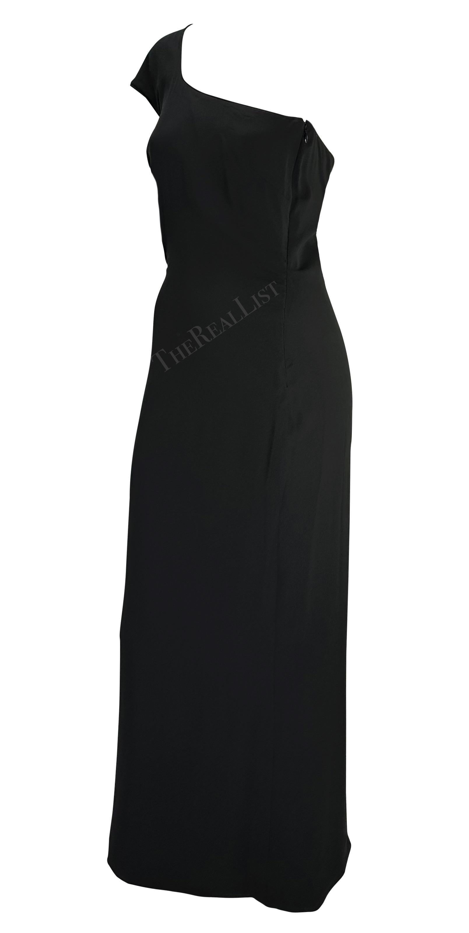 1998 Gianni Versace by Donatella Black Medusa Medallion Asymmetric Cutout Gown Damen im Angebot