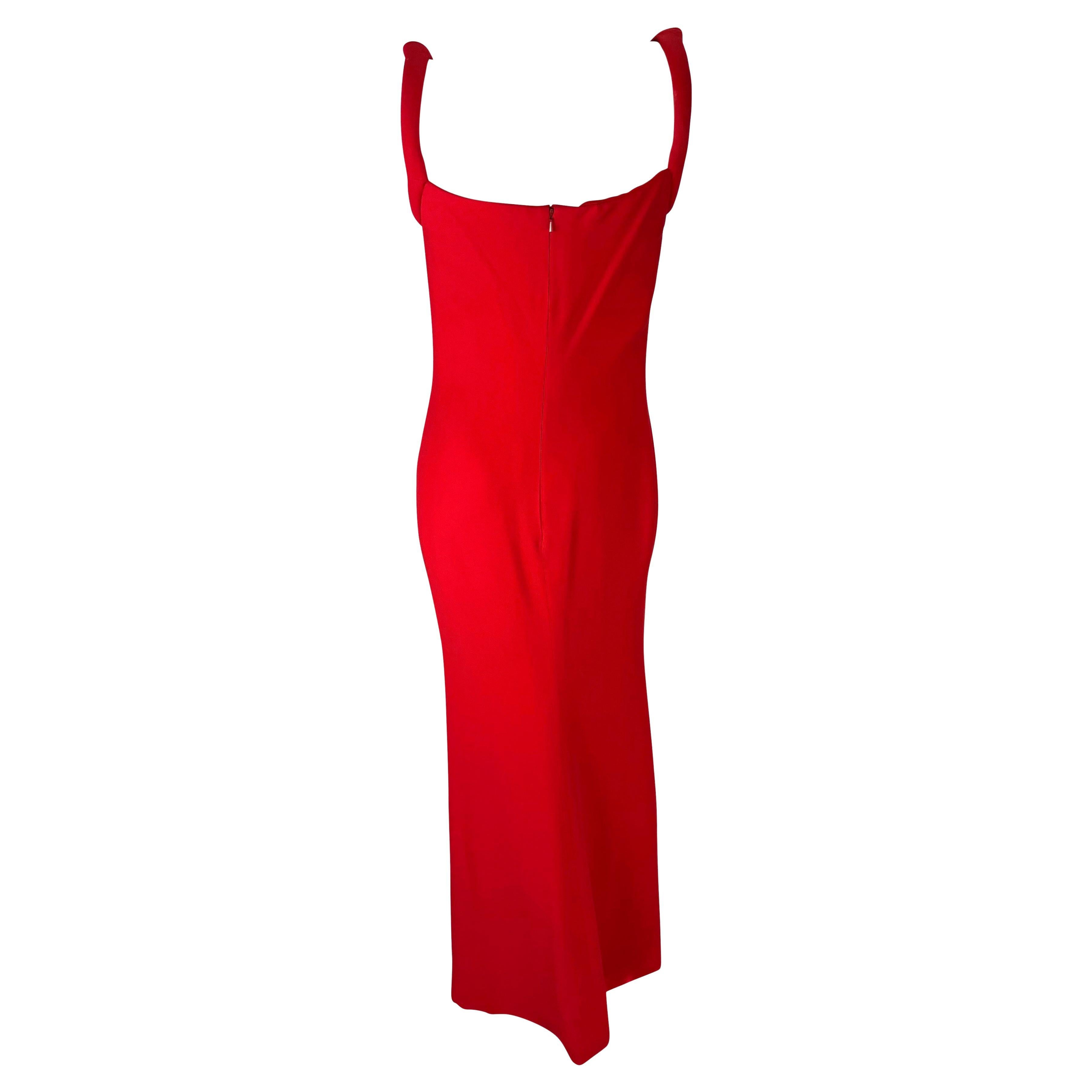 Robe sans manches Gianni Versace by Donatella Red Padded Strap, 1998 Pour femmes en vente
