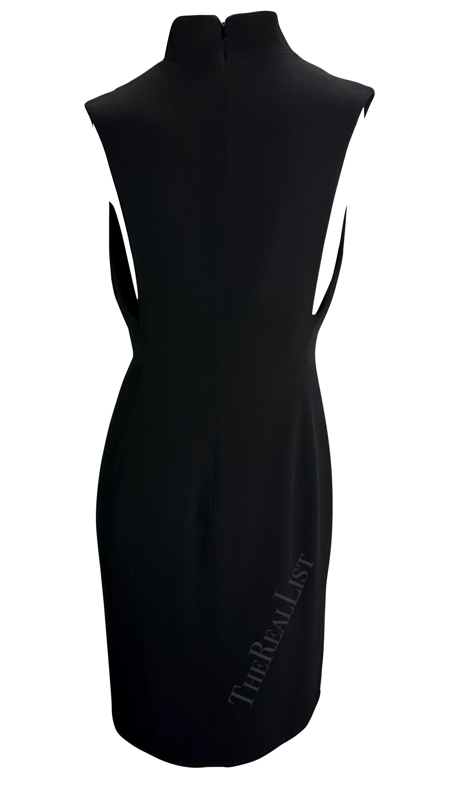Women's 1998 Gianni Versace by Donatella Sleeveless Black Slit Shift Dress For Sale