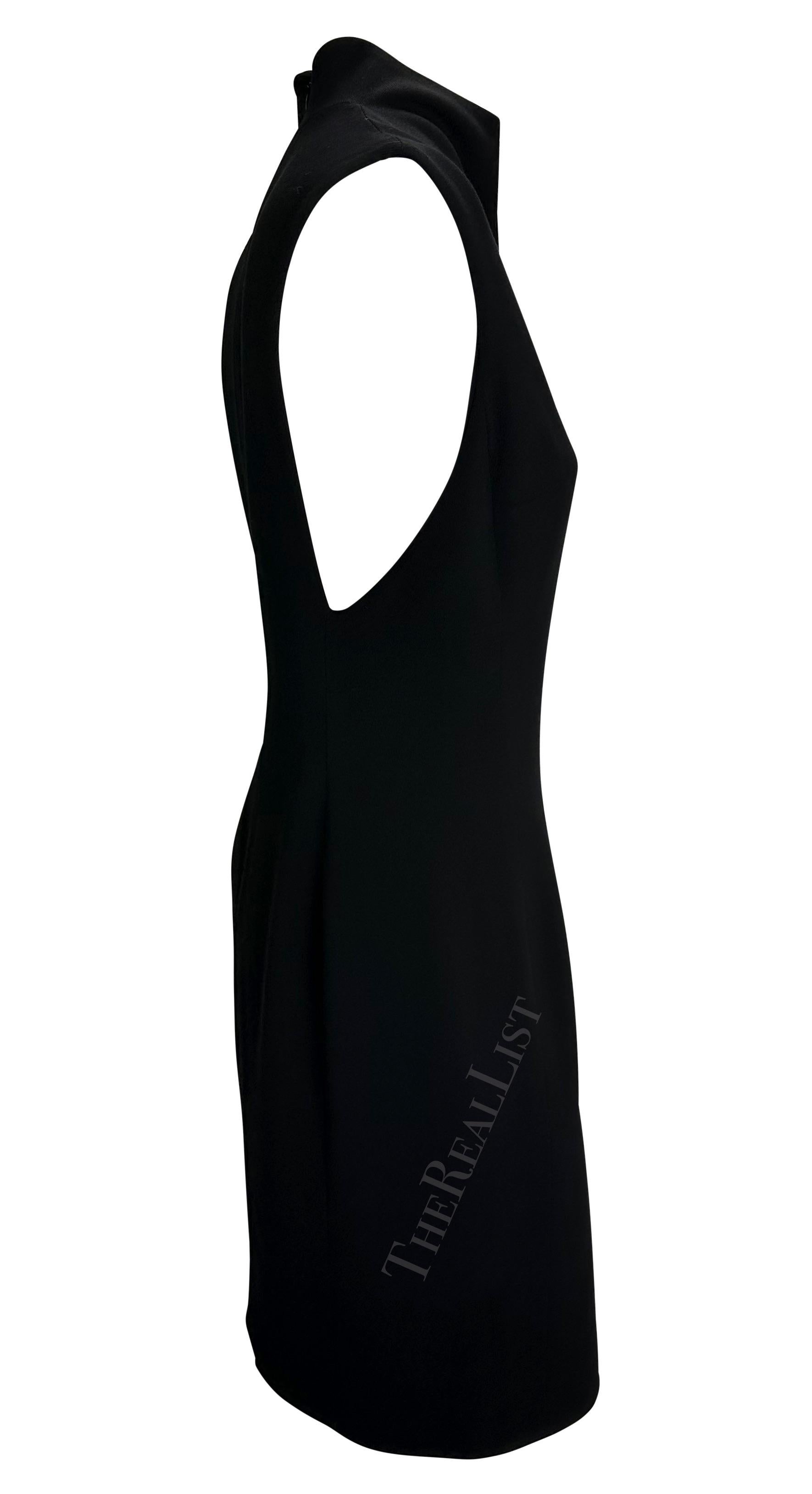 1998 Gianni Versace by Donatella Sleeveless Black Slit Shift Dress For Sale 1