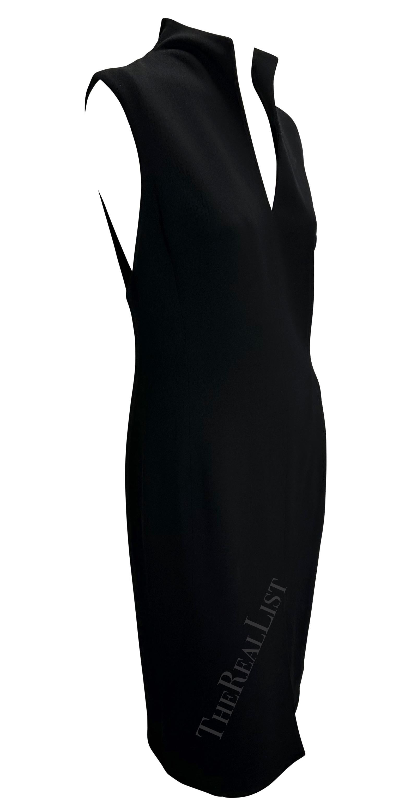 1998 Gianni Versace by Donatella Sleeveless Black Slit Shift Dress For Sale 2