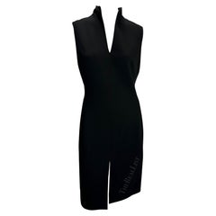 Vintage 1998 Gianni Versace by Donatella Sleeveless Black Slit Shift Dress