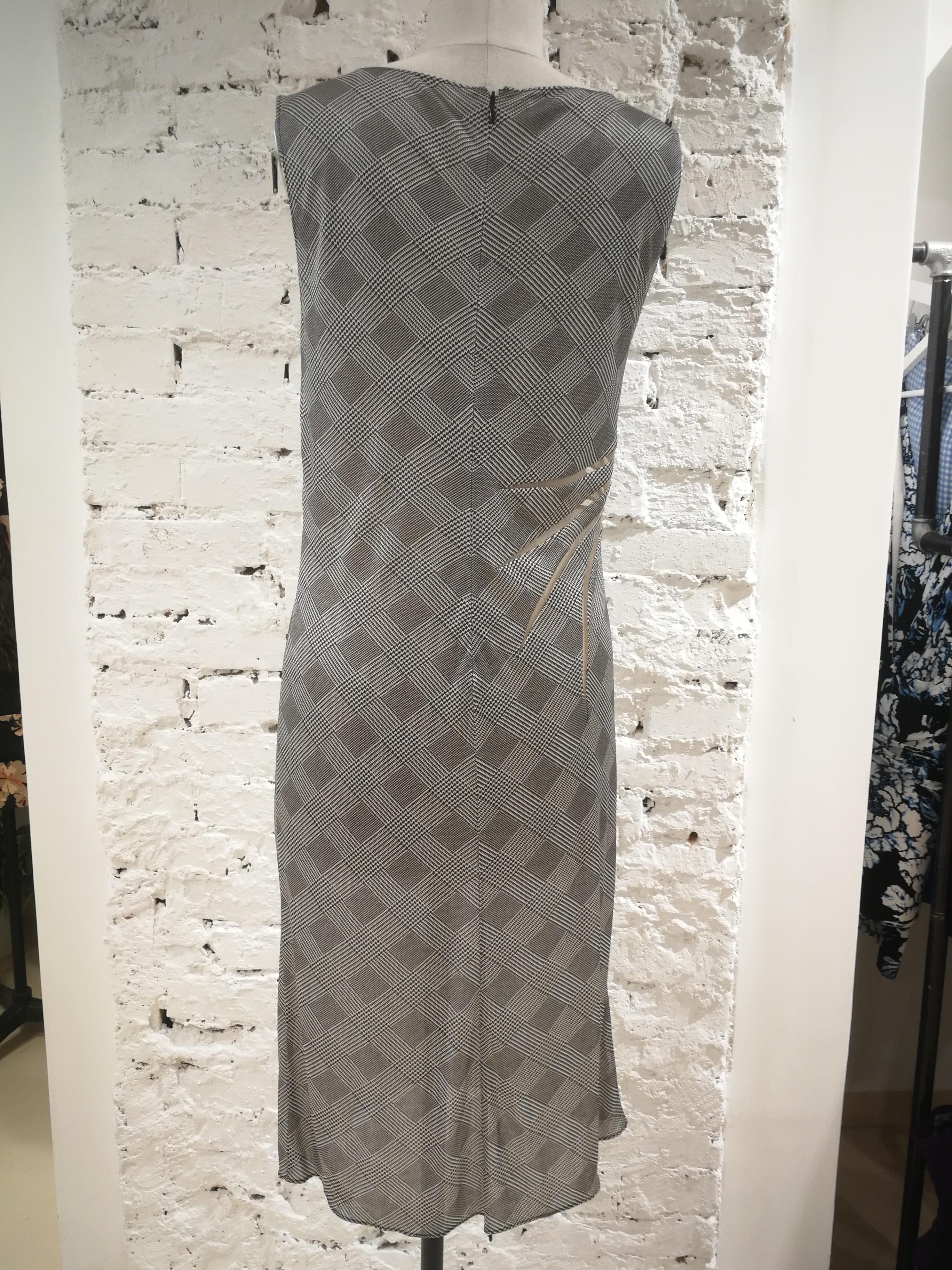 Gray 1998 Gianni Versace Couture Black and White houndstooth Dress For Sale