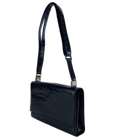 1998 Gucci by Tom Ford Black Alligator Convertible Flap Shoulder Bag Clutch