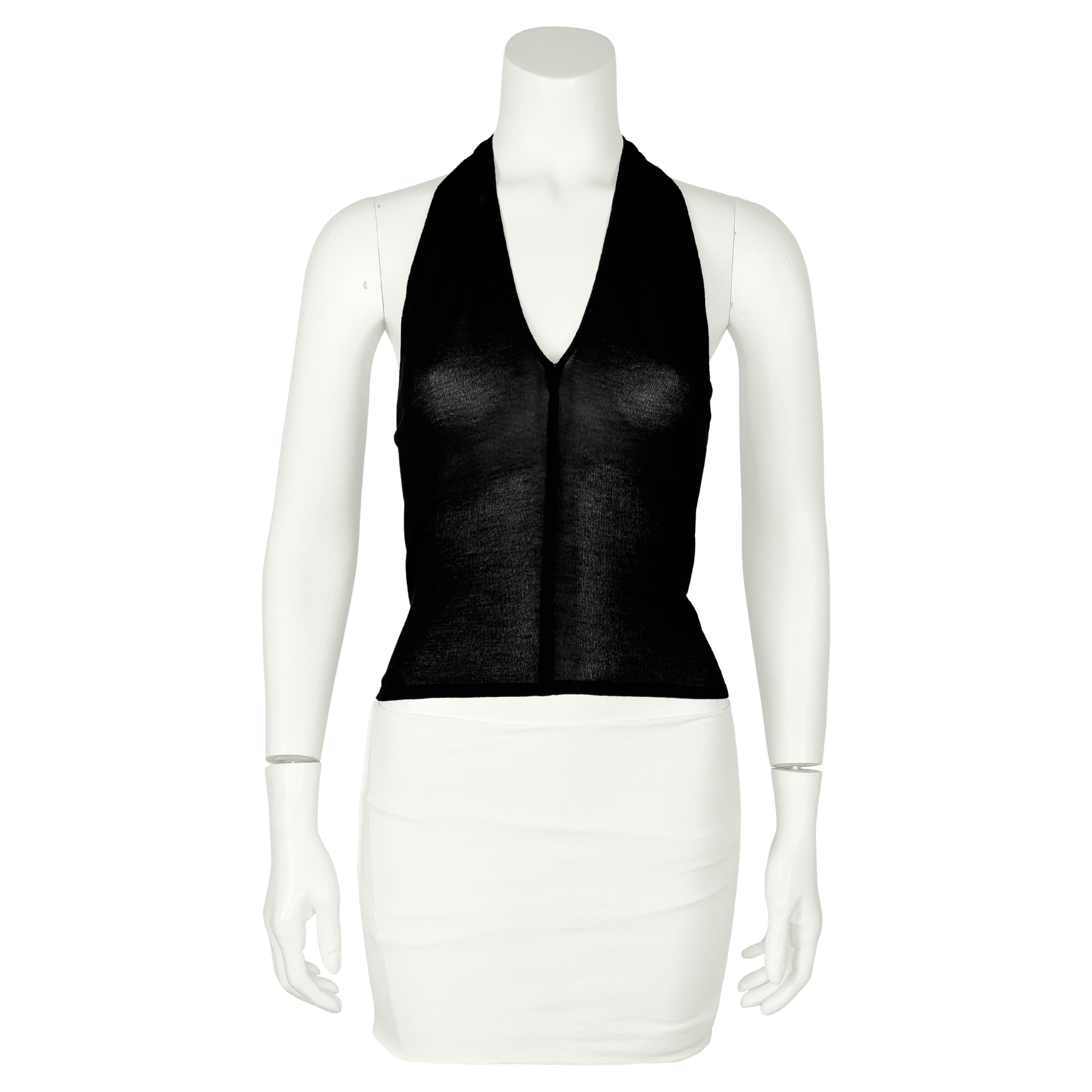 1998 Gucci by Tom Ford Black Knit Halter Top