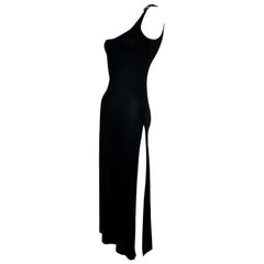 1998 Gucci by Tom Ford Black One Shoulder Gown Dress w High Slits