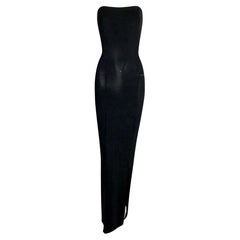 1998 Gucci by Tom Ford Black Strapless Column Gown