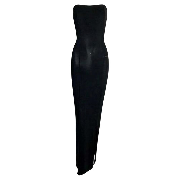 1998 Gucci by Tom Ford Black Strapless Column Gown at 1stDibs