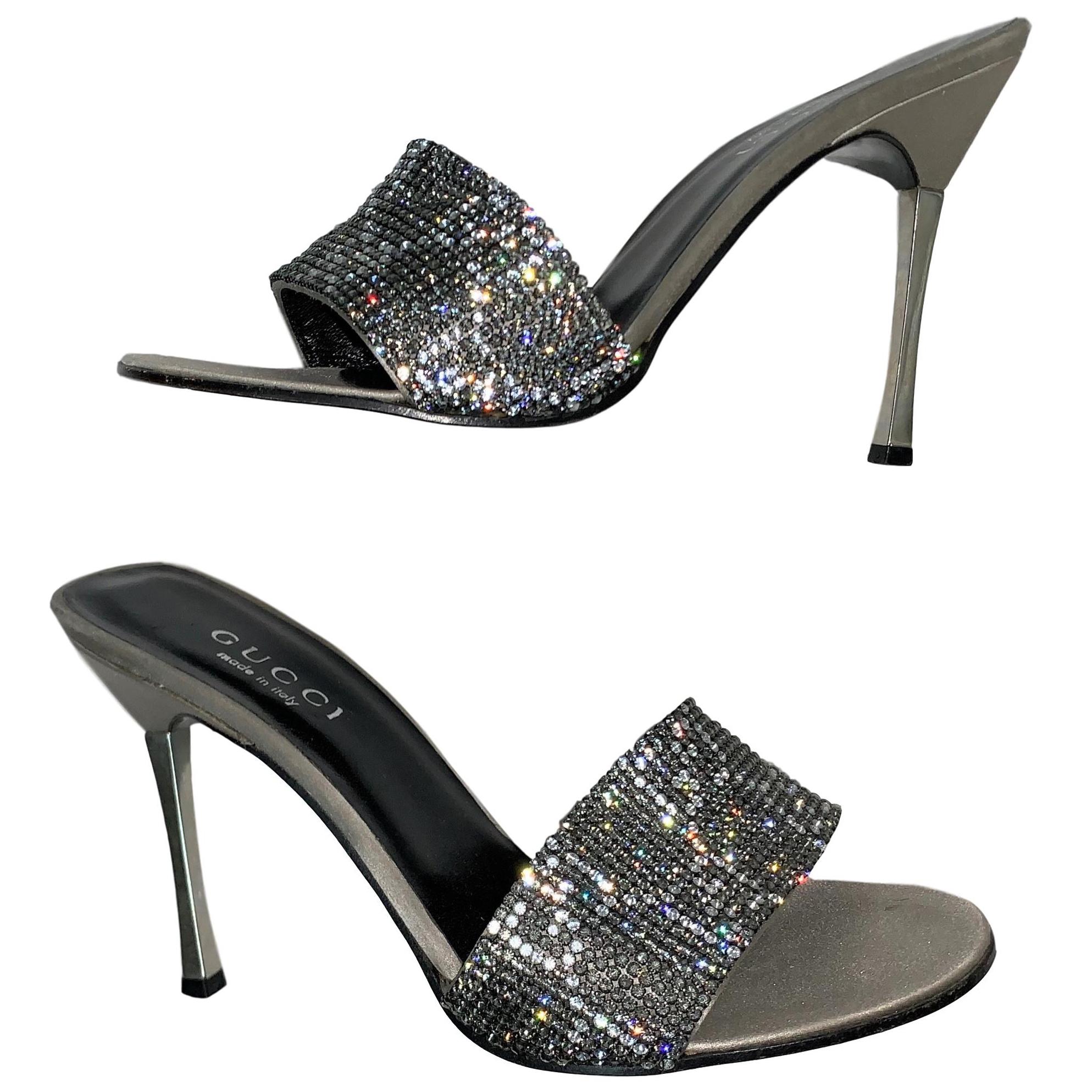 gucci silver heels
