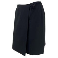 1998 Gucci by Tom Ford G Logo-Schnalle Wickelrock aus schwarzer Stretch-Wolle