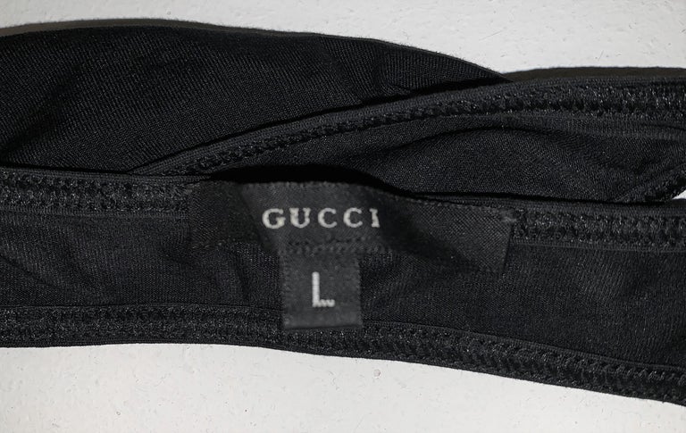 2000's Gucci by Tom Ford Sheer Black Crystal G Logo Bra