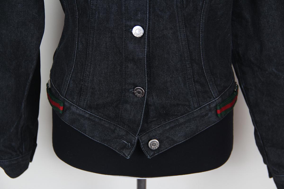 Black 1998 Gucci Tom Ford Denim Jacket 44 IT For Sale