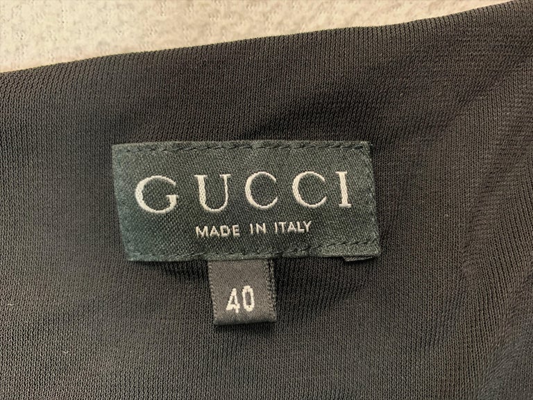 1998 Gucci Tom Ford Semi-Sheer One Shoulder Silver G Buckle Mini Dress ...