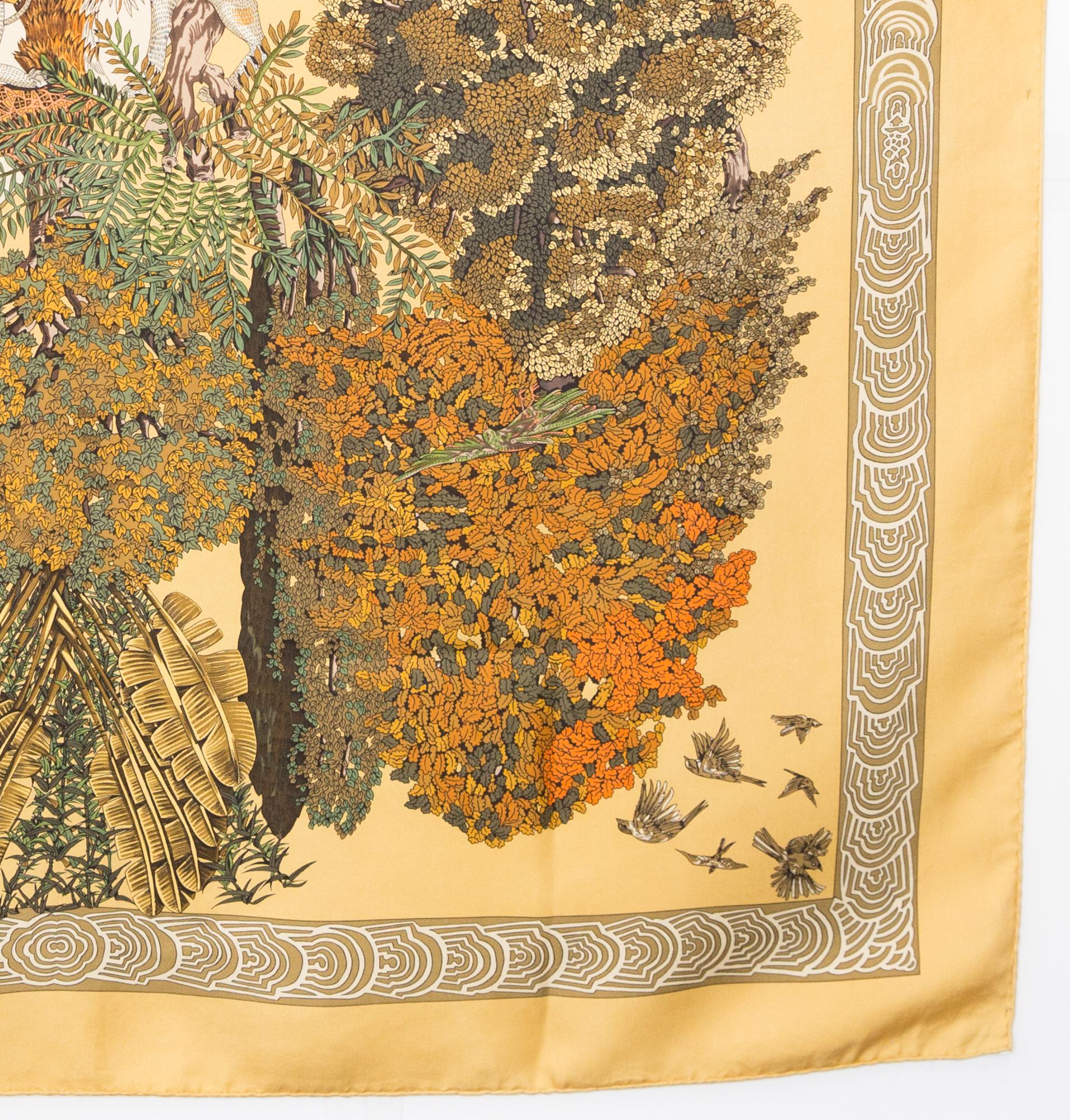 da uomo o donna 1998 Hermes Les Legendes de l'Arbre by Annie Faivre Sciarpa di seta